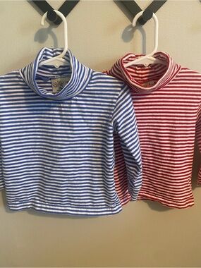 Luigi Kids Striped Turtleneck Long Sleeve Bundle - Blue and Red 2T